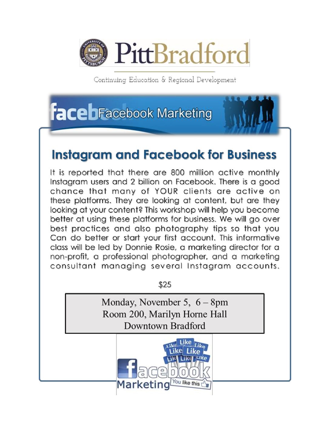 Pitt Bradford Facebook Marketing