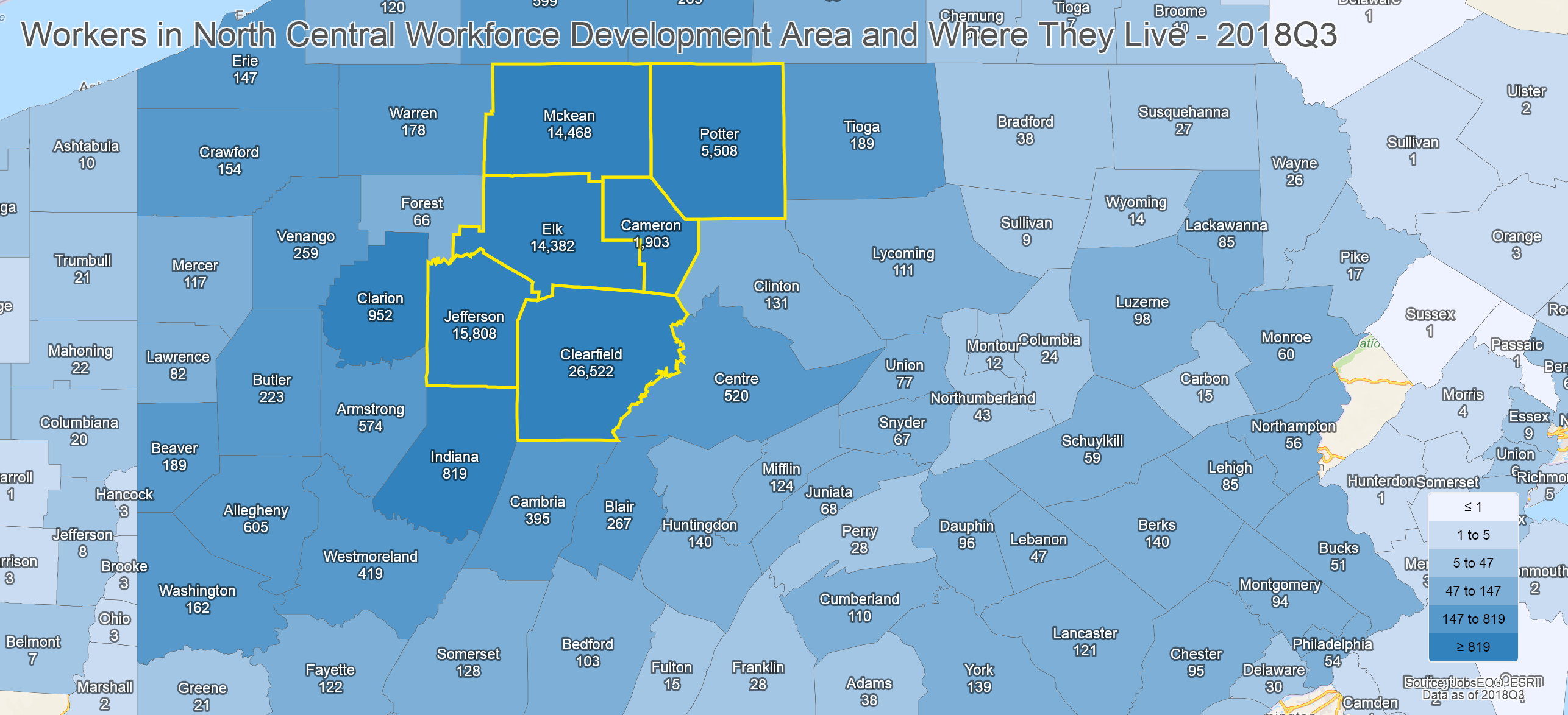 Workers in North Central Workforce Development Area and Where They Live ...