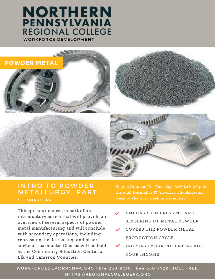 Powdered Metal Course Northern Pennsylvania Regional College